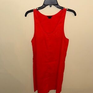Theory Red Sleeveless Dress Size 8 Minimalist Designer Shift Dress
